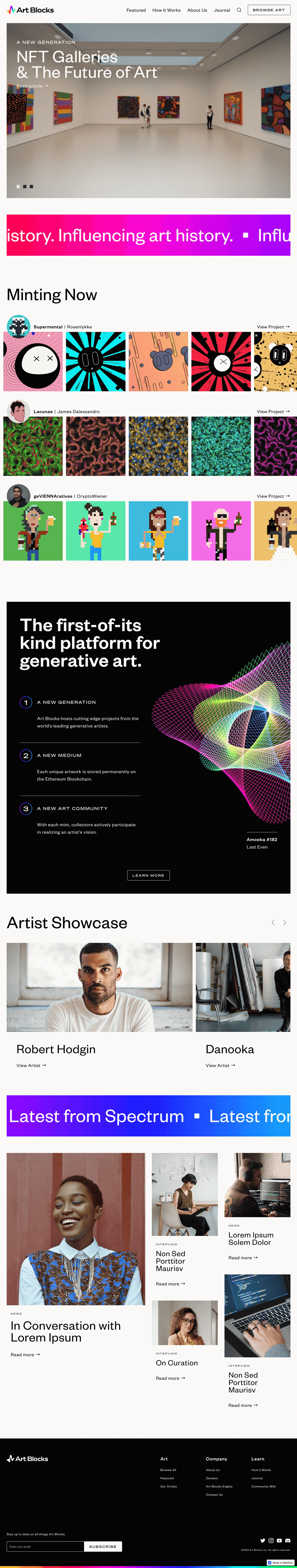 Screenshot of homepage
